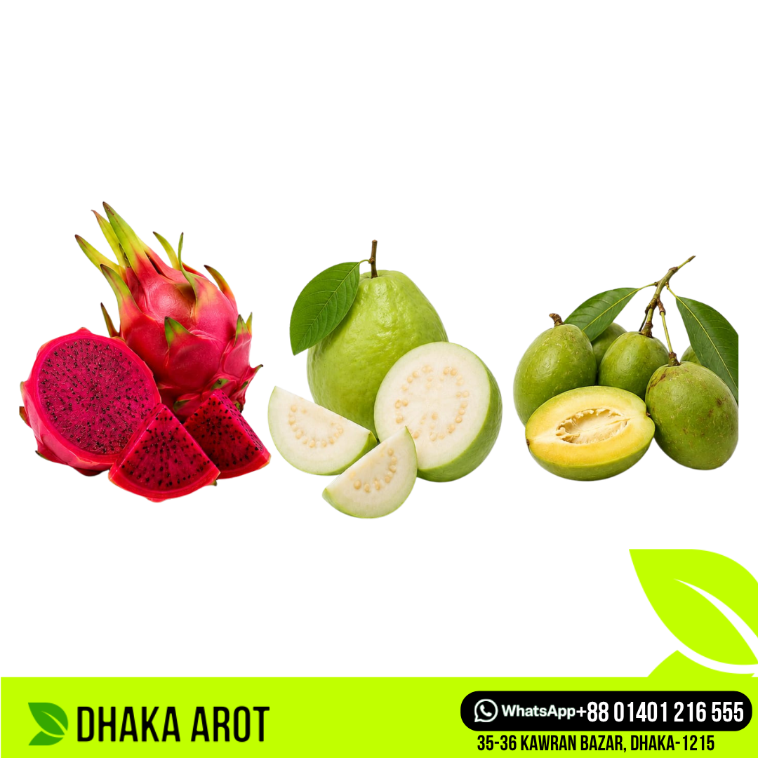 Fresh Dragon Fruit 2kg, Guava 2kg & Amra 1kg 5kg Combo Pack